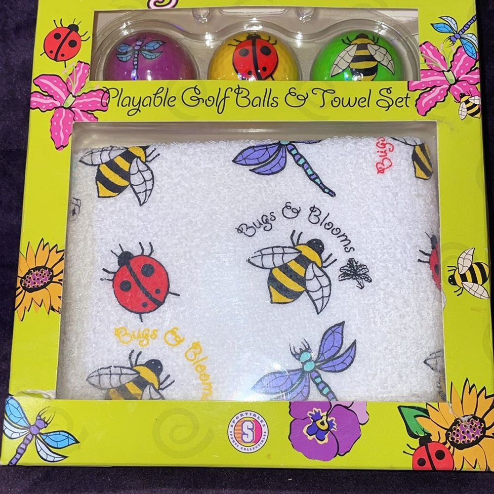 NIB Bugs & Blooms Playable Golf Balls & Towel Set - Picture 4 of 4